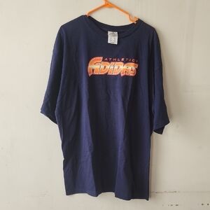 Adidas Athletics Navy Tee with Orange Logo